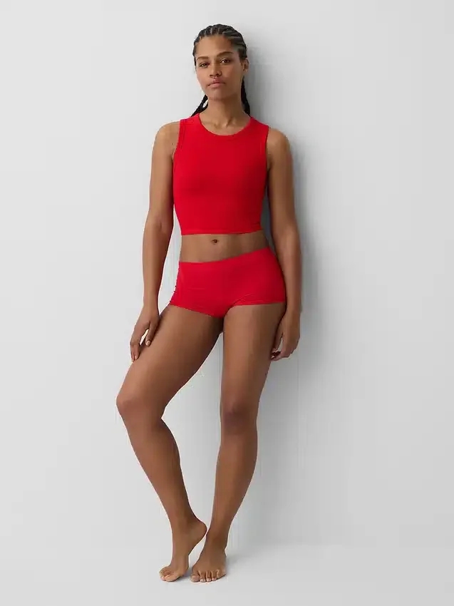 Naadloze geribde crop-tanktop