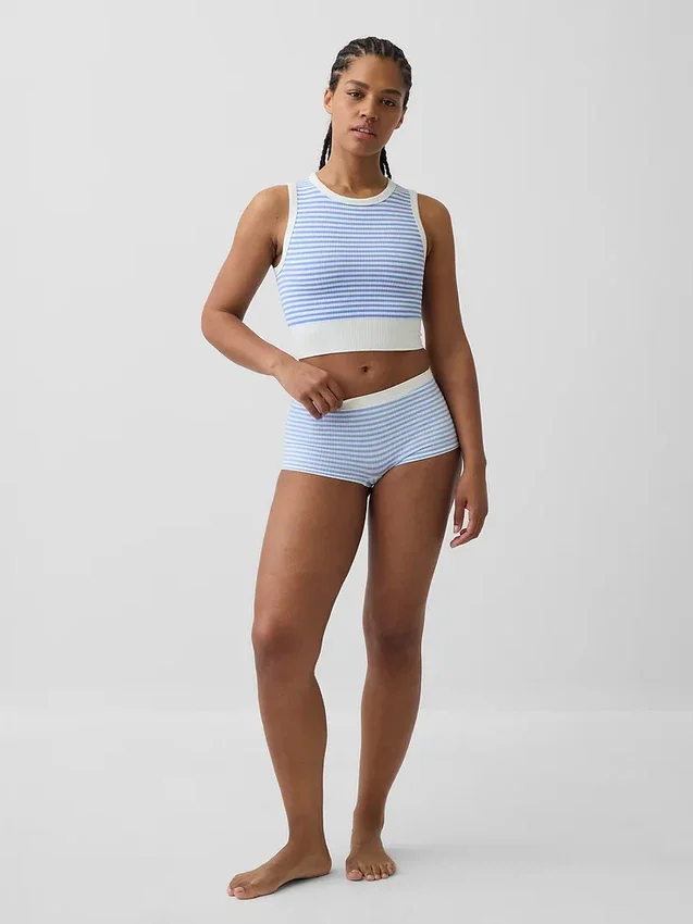 Naadloze geribde crop-tanktop