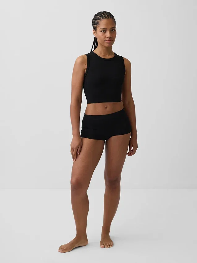 Naadloze geribde crop-tanktop