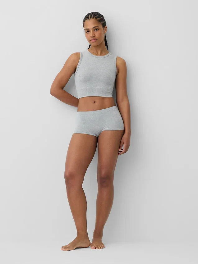 Naadloze geribde crop-tanktop
