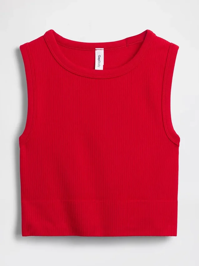 Naadloze geribde crop-tanktop