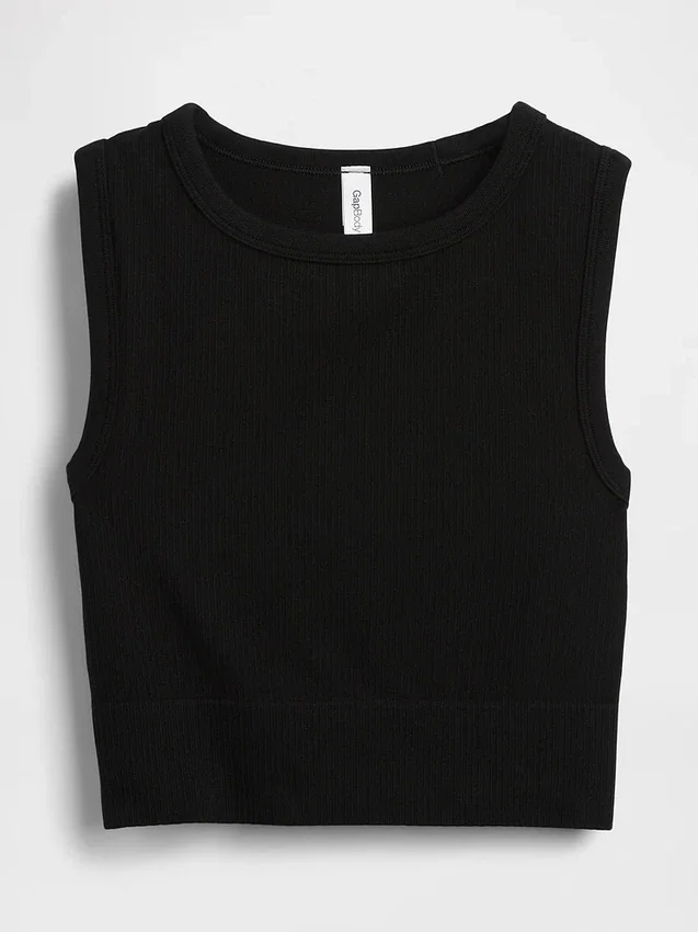 Naadloze geribde crop-tanktop