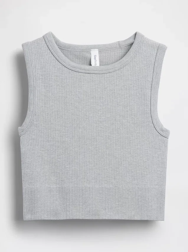 Naadloze geribde crop-tanktop
