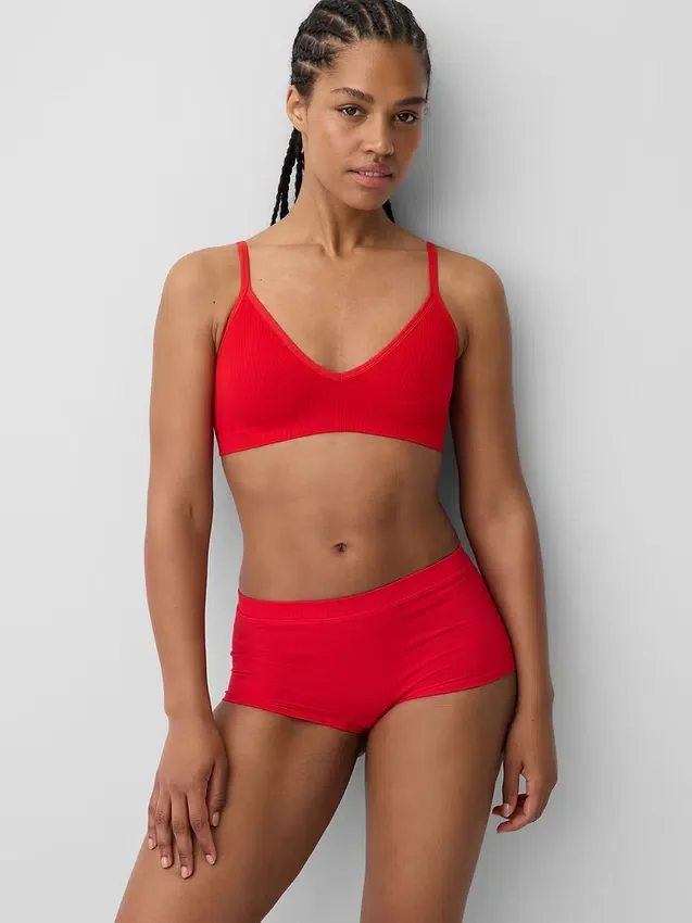 Naadloze, geribde driehoekige bralette