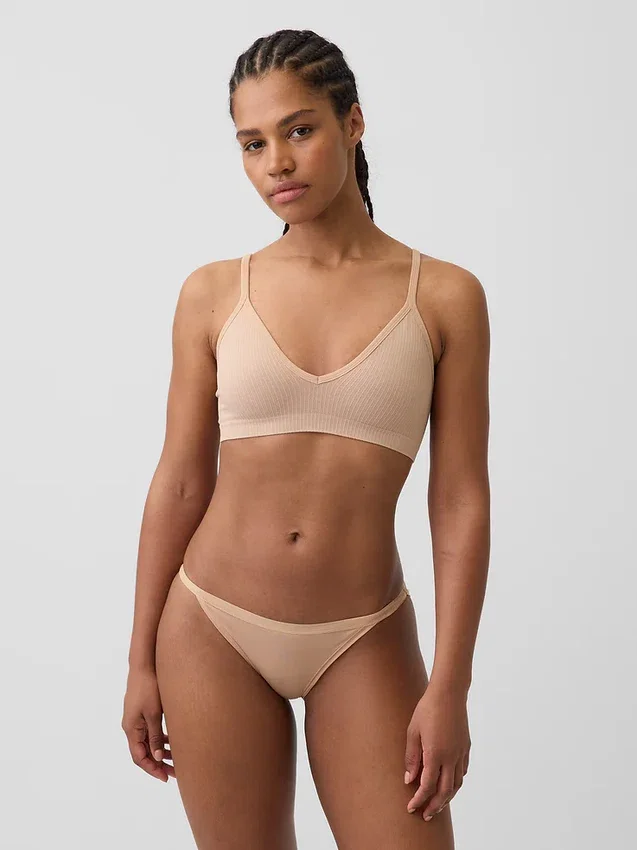 Naadloze, geribde driehoekige bralette