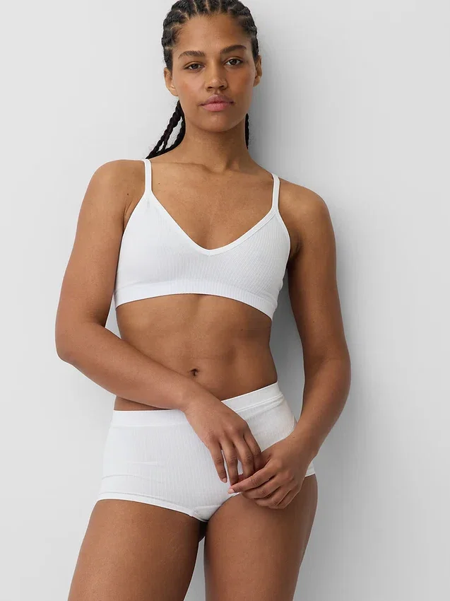 Naadloze, geribde driehoekige bralette