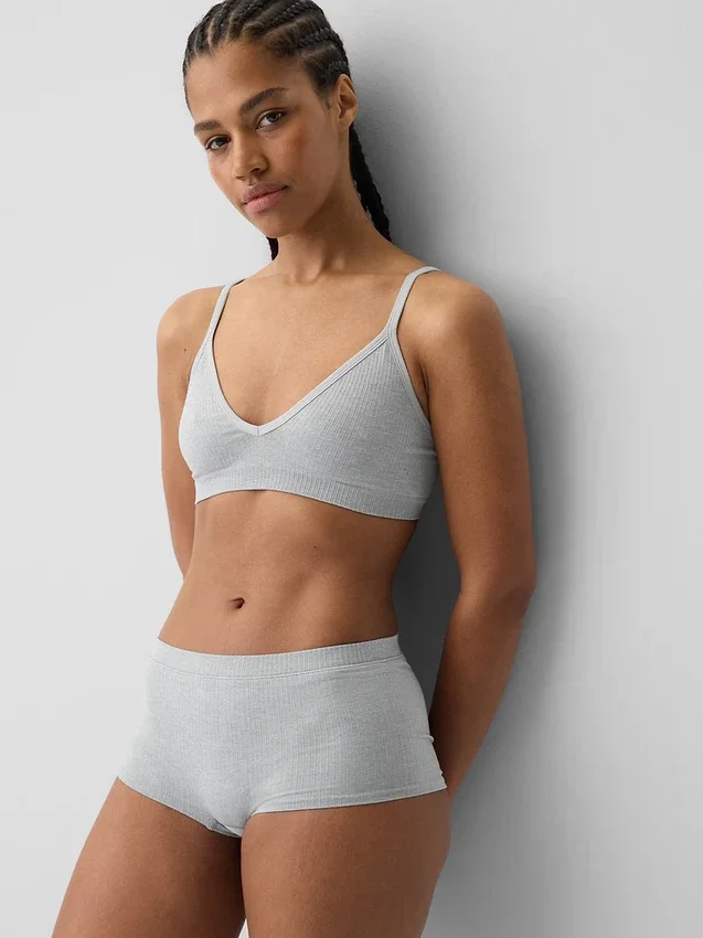 Naadloze, geribde driehoekige bralette