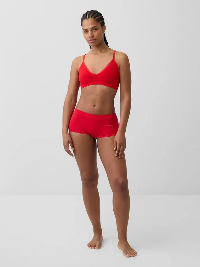 Naadloze, geribde driehoekige bralette