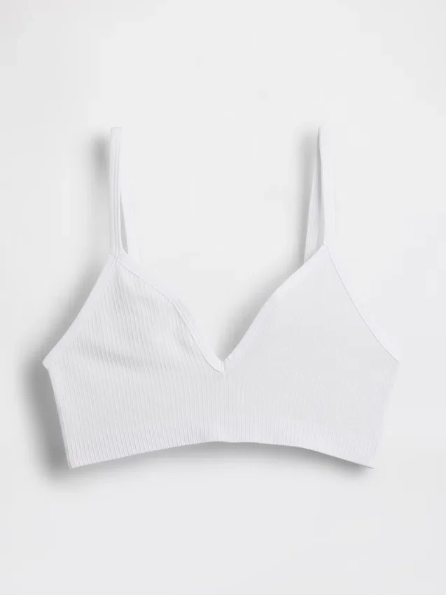 Naadloze, geribde driehoekige bralette