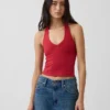 Nauwgebreide halter crop-top