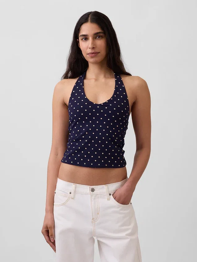 Nauwgebreide halter crop-top