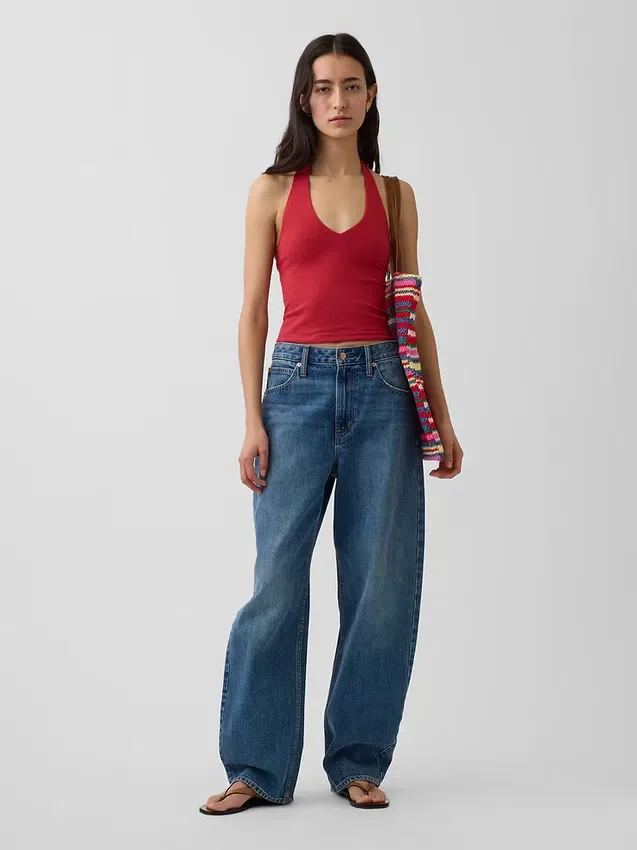 Nauwgebreide halter crop-top