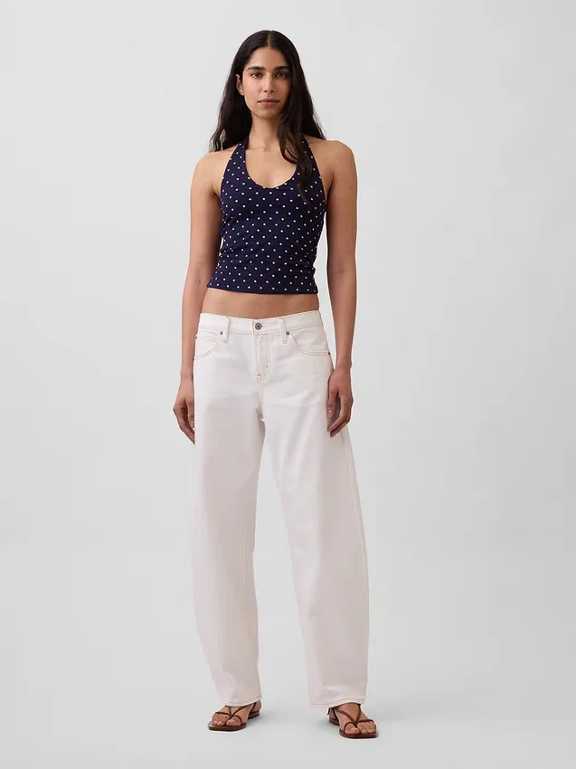 Nauwgebreide halter crop-top