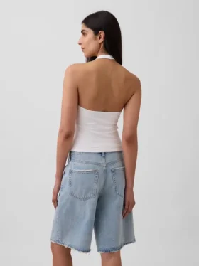 Nauwgebreide halter crop-top