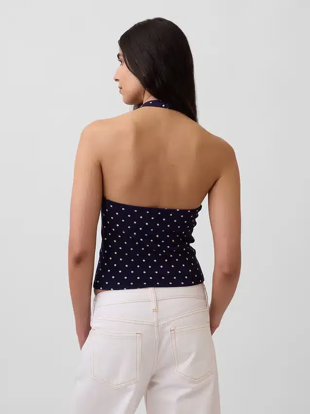 Nauwgebreide halter crop-top