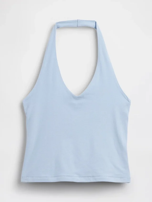 Nauwgebreide halter crop-top