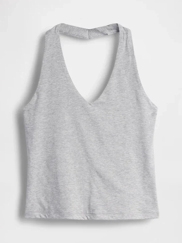 Nauwgebreide halter crop-top