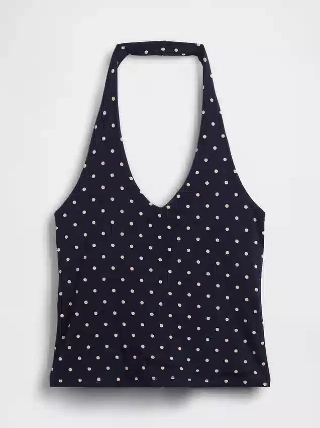 Nauwgebreide halter crop-top