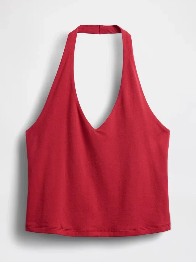 Nauwgebreide halter crop-top