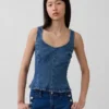 Nauwsluitende denimtop met peplum