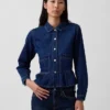 Nauwsluitende denimtop met peplum