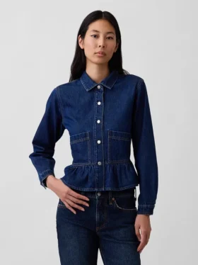 Nauwsluitende denimtop met peplum