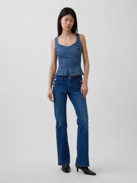 Nauwsluitende denimtop met peplum