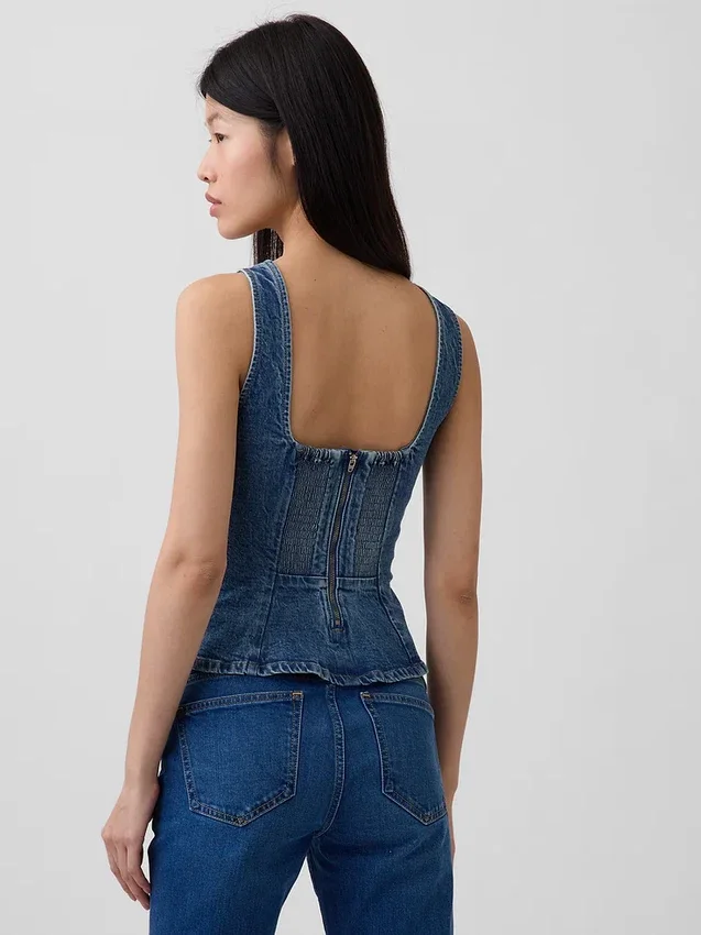 Nauwsluitende denimtop met peplum