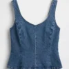 Nauwsluitende denimtop met peplum