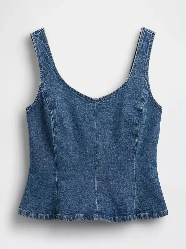 Nauwsluitende denimtop met peplum