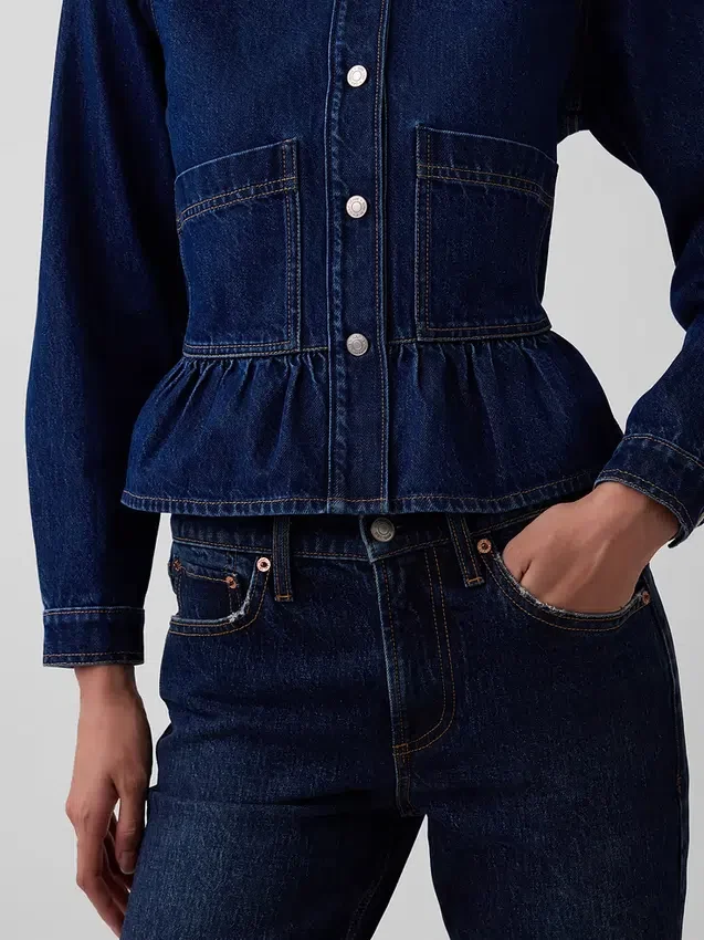 Nauwsluitende denimtop met peplum