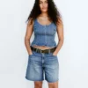 Nauwsluitende denimtop met peplum