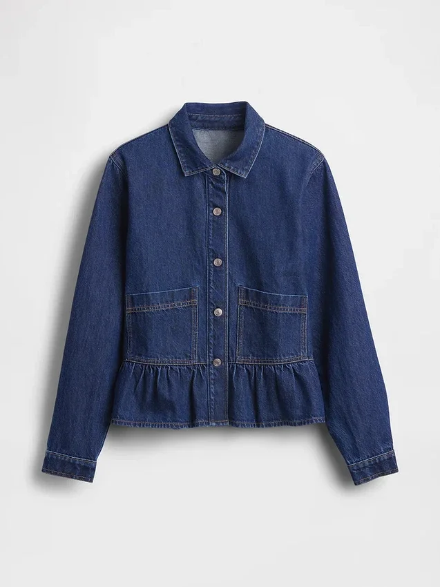 Nauwsluitende denimtop met peplum
