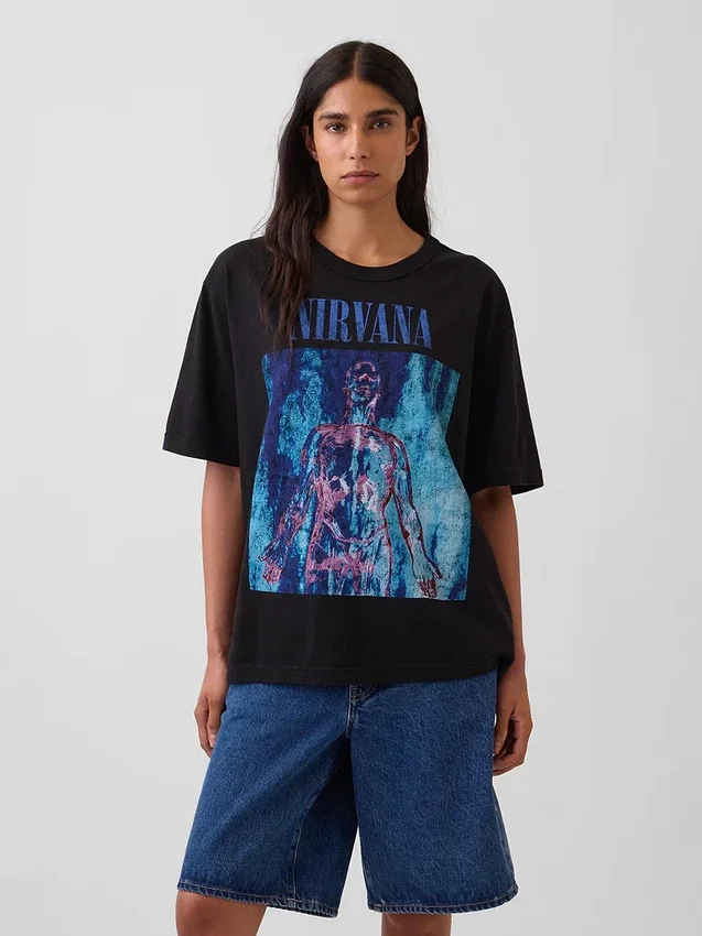 Nirvana T-shirt met print, zwaar, cropped