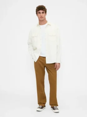 Ontspannen rechte utility-kaki broek