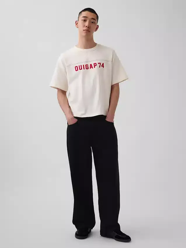 Ouigap zwaar gewicht crop-T-shirt met logo