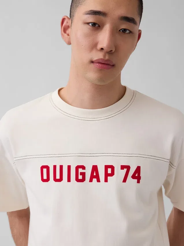 Ouigap zwaar gewicht crop-T-shirt met logo