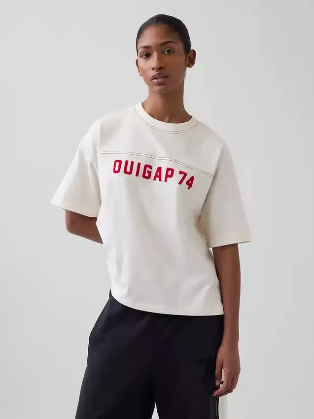 Ouigap zwaar gewicht crop-T-shirt met logo