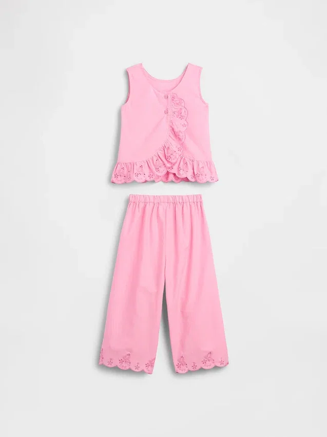 Outfitset met oogjes en ruches voor Baby & Peuter