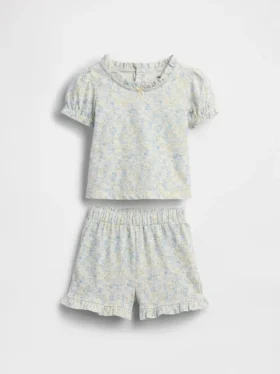 Outfitset van biologisch katoen met bloemenprint voor baby’s