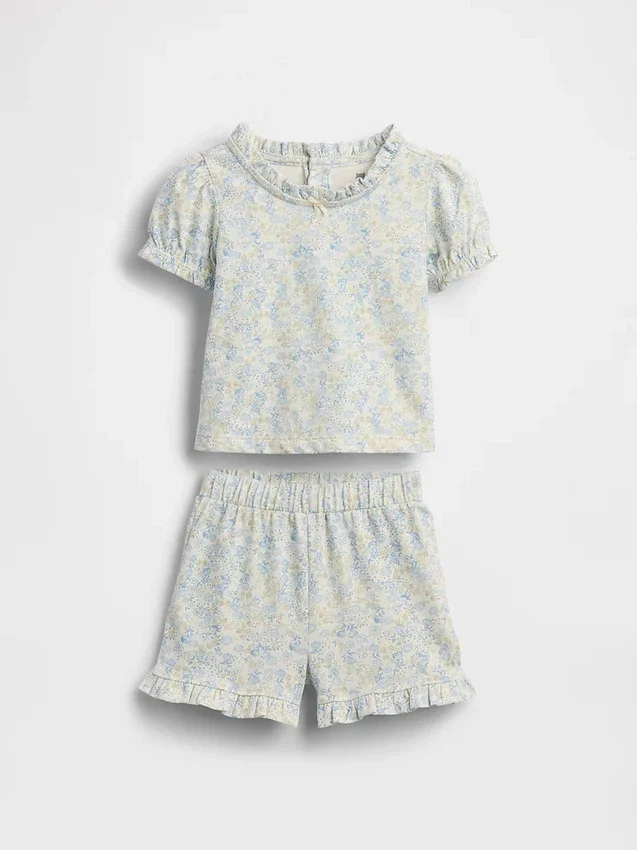Outfitset van biologisch katoen met bloemenprint voor baby’s
