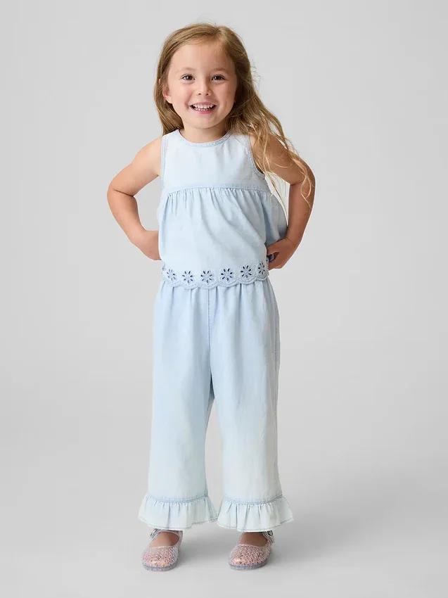 Outfitset van denim met oogjes voor Baby & Peuter