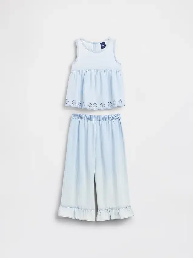 Outfitset van denim met oogjes voor Baby & Peuter