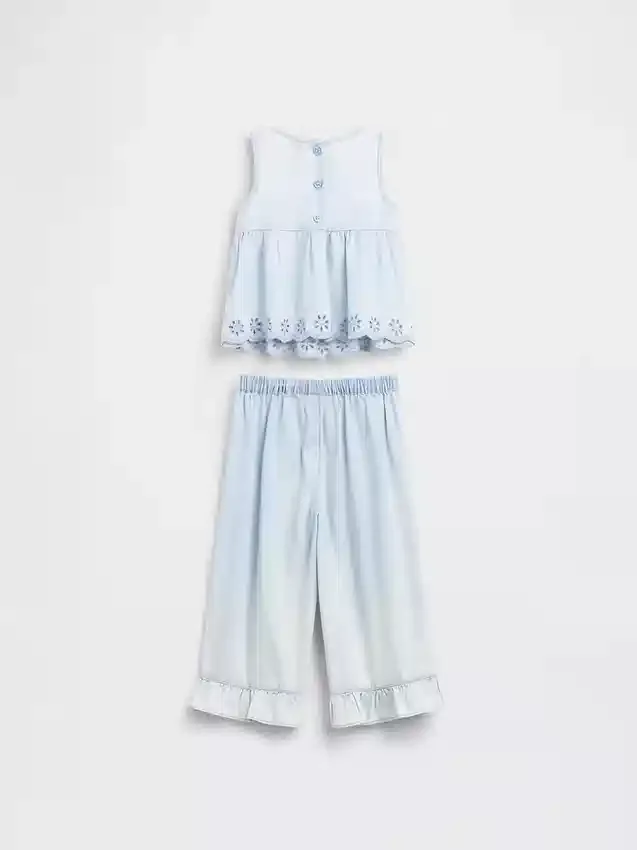 Outfitset van denim met oogjes voor Baby & Peuter