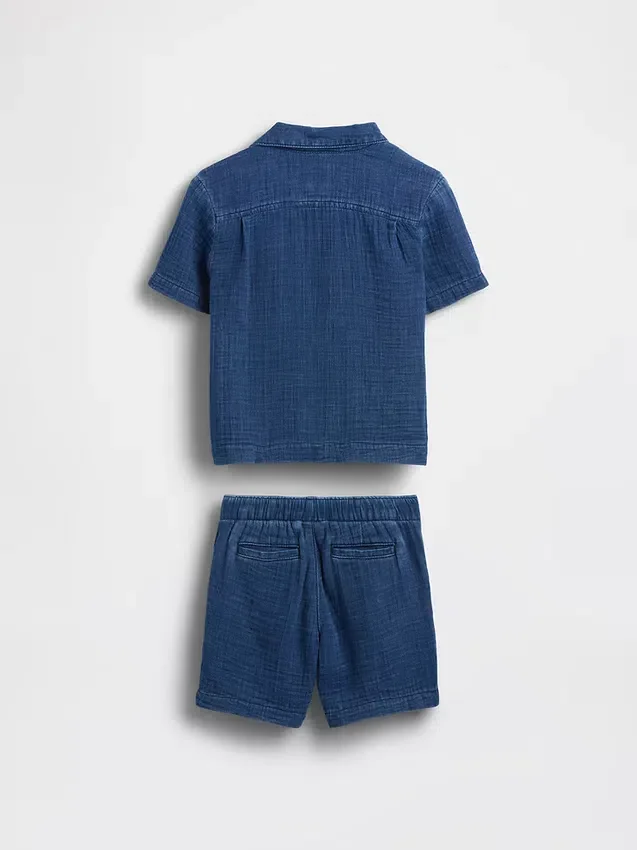 Outfitset van katoenen gaasdenim voor Baby & Peuter