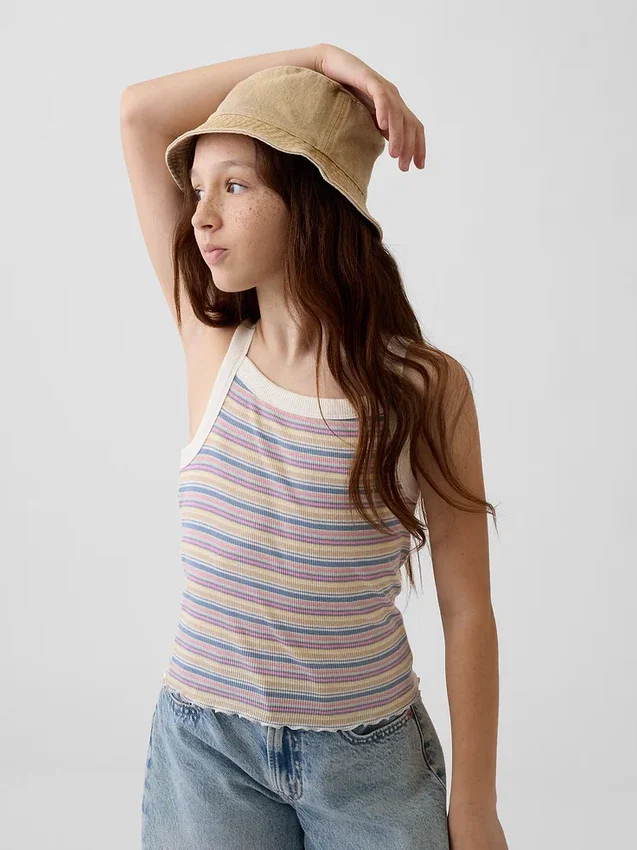 Overdyed denim buckethoed voor kinderen