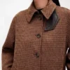 Oversized autojas van wolmix met pied-de-poule-patroon