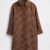 Oversized autojas van wolmix met pied-de-poule-patroon