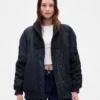 Oversized bomberjack met gebreide rand