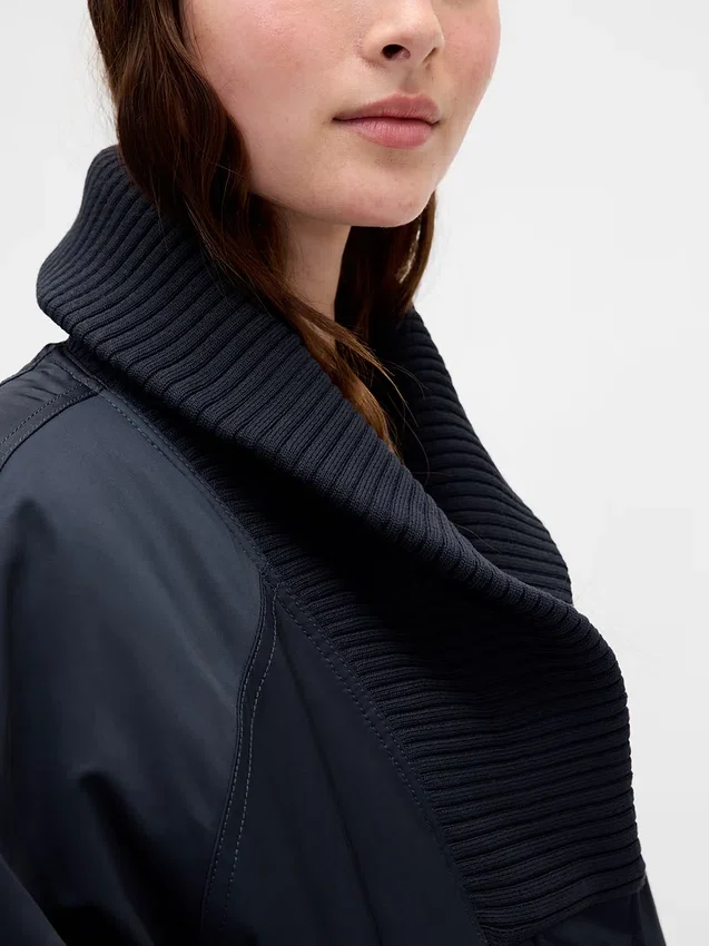 Oversized bomberjack met gebreide rand